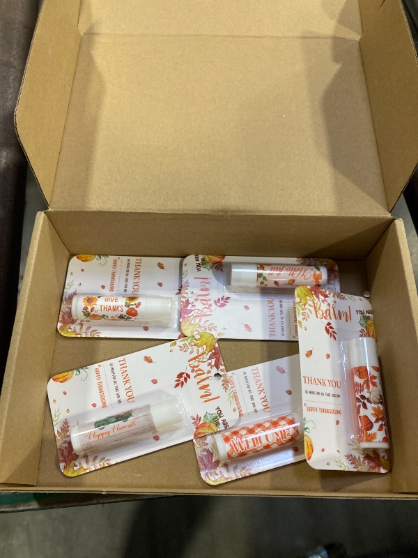 Photo 1 of 5 Pack Hello Fall Autumn Lip Balm Favors Bulk Fall Happy Thanksgiving Halloween Lip Balm Party Gifts Basket Stuffers Employee Staff Thank You Appreciation Gift for Women Men Teacher Coworkers