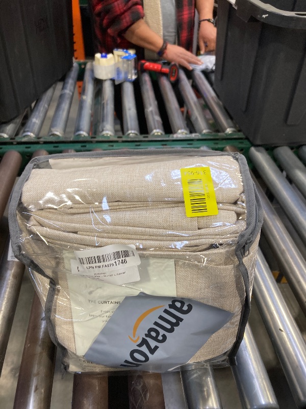 Photo 1 of 100% Blackout Shield Linen Blackout Curtains for Bedroom 120 Inches Long, Back Tab/Rod Pocket Living Room Drapes, Thermal Insulated Blackout Curtains 2 Panels Set, 50" W x 120" L, Oatmeal