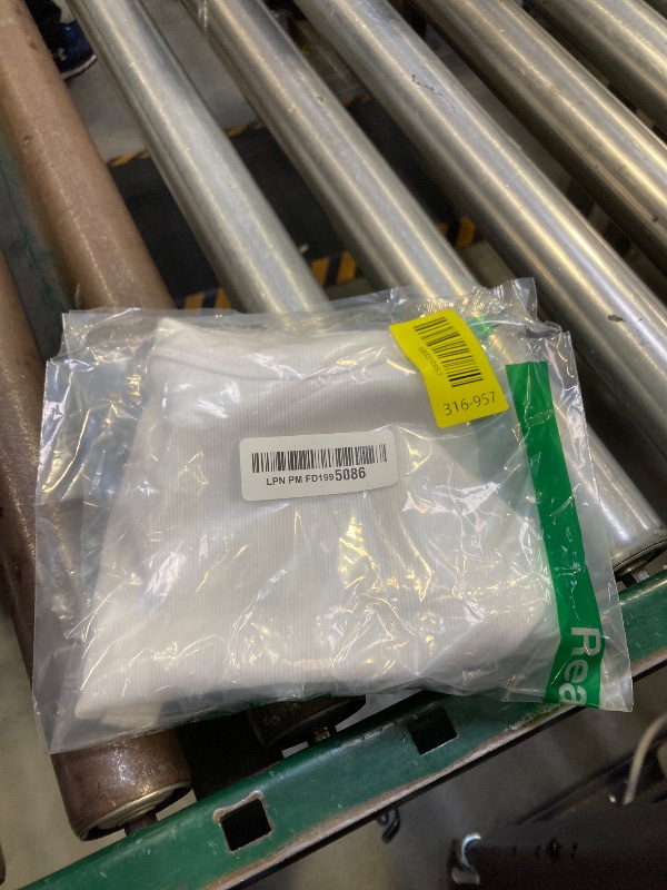 Photo 1 of Abardsion Women's Crew Neck Racerback Knit Ribbed Basic Sleeveless Crop Tank Tops (White,S)