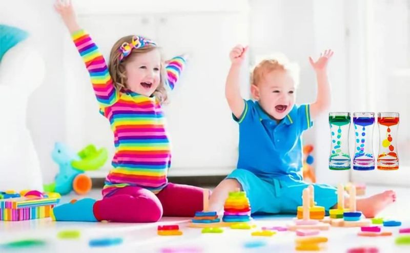 Photo 1 of Oneshow Liquid Motion Bubbler Colorful Oil and Water Sensory Toys Hourglass Bubbler Timer Activity Fidget Toy for Kids and Teenager Calm Stress Relief Desk Toys for Office for Adults Gifts (1 Pack)