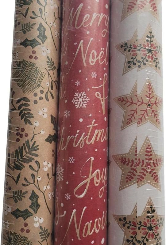 Photo 1 of Kirkland Double-Sided Gift Wrap 3 Rolls Christmas Wrap 270 sq ft Blue/White/Navy
