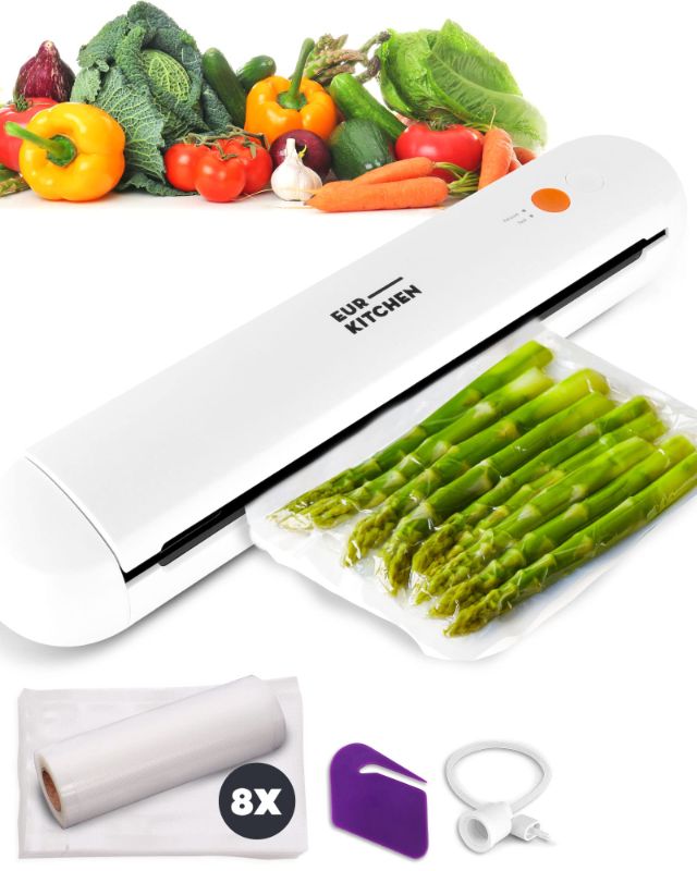 Photo 1 of EurKitchen Food Vacuum Sealer Machine - Food Sealer with Dry Pumping And Moist Pumping Mode & Fresh-Keeping Bag And Roll Film - Easy-to-Use & Clean, 100W