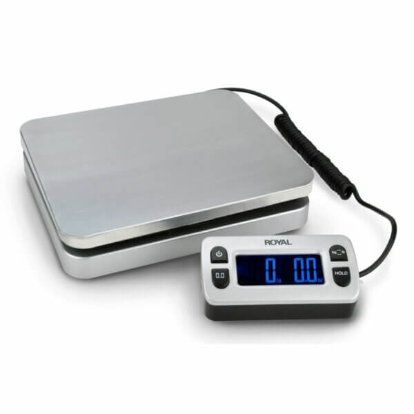 Photo 1 of Royal DG110 Digital Postal Scale 110lb / 50kg Maximum Weight Capacity - Silver. Operates on 4 AAA alkaline batteries