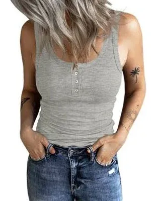 Photo 1 of SIZE 2X WOMEN'S HENLEY STYLE TANKTOP GREY