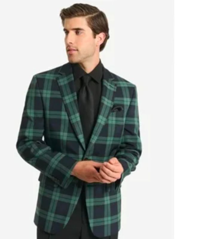 Photo 1 of SIZE 44R CHAPS MEN'S BLAZER GREEN/NAVY CLASSIC FIT PERFORMANCE