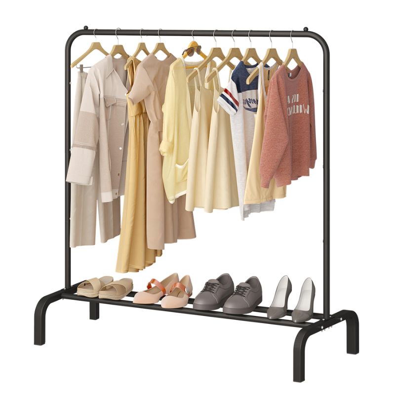 Photo 1 of JIUYOTREE Metal Clothing Rack, 43.3 Inches Garment Rack with Bottom Shelf for Hanging Clothes, Coats, Skirts, Shirts, Sweaters, Black