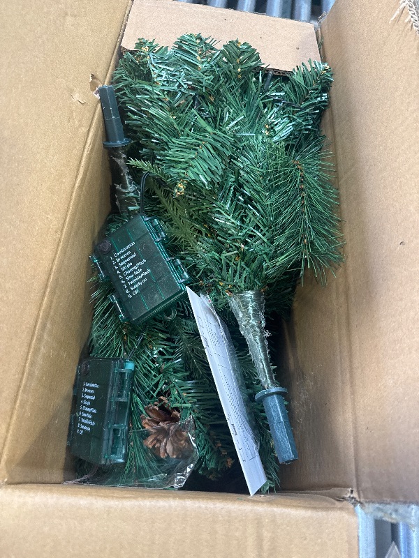 Photo 1 of 2 Pack Lighted Artificial Christmas Urn Filler 23 Inch, Battery Operated Pre-lit Mini Xmas Trees, Tripod Stake and LED Lights Christmas Porch Decorations