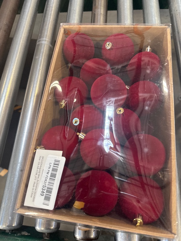 Photo 1 of 30PCS Velvet Christmas Ball Ornaments Set, 2.36" Shatterproof Baubles for Christmas Tree Decorations, Hanging Baubles with Soft Velvet Finish for Thanksgiving Holiday Party Décor, Burgundy Red