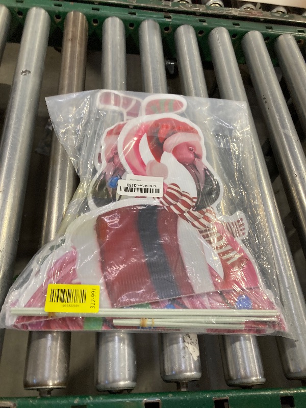 Photo 1 of 2 PCS Christmas Flamingo Yard Signs Decorations Pink Flamingo Lawn Sign Xmas Garden Stakes Ornaments for Tropical Beach Lawn Outdoor Home Christmas Party Supplies 27.5x14.5In