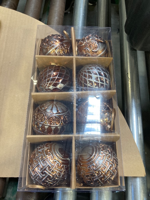 Photo 1 of 3.15" Vintage Christmas Ball Ornaments, Rustic Bronze Distressed Christmas Ornaments Set, Shatterproof Farmhouse-Style Copper Tree Decorations for Xmas Home Holiday Décor(Pack of 8)