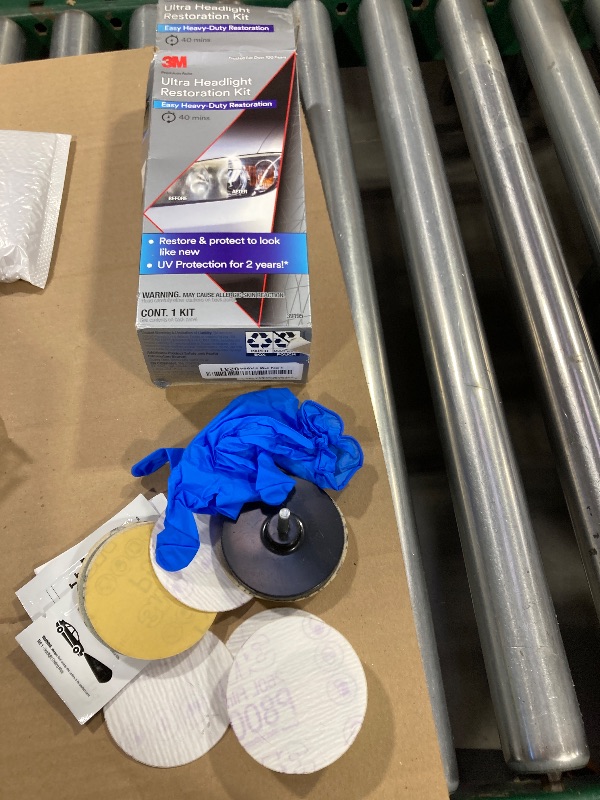 Photo 1 of 3M Ultra Headlight Restoration Kit, Contains Masking Tape, Light Sanding Discs, Wax Protectant and More, Use on Plastic Lenses Headlights, Taillights and More, Easy Heavy-Duty Restoration (39195)