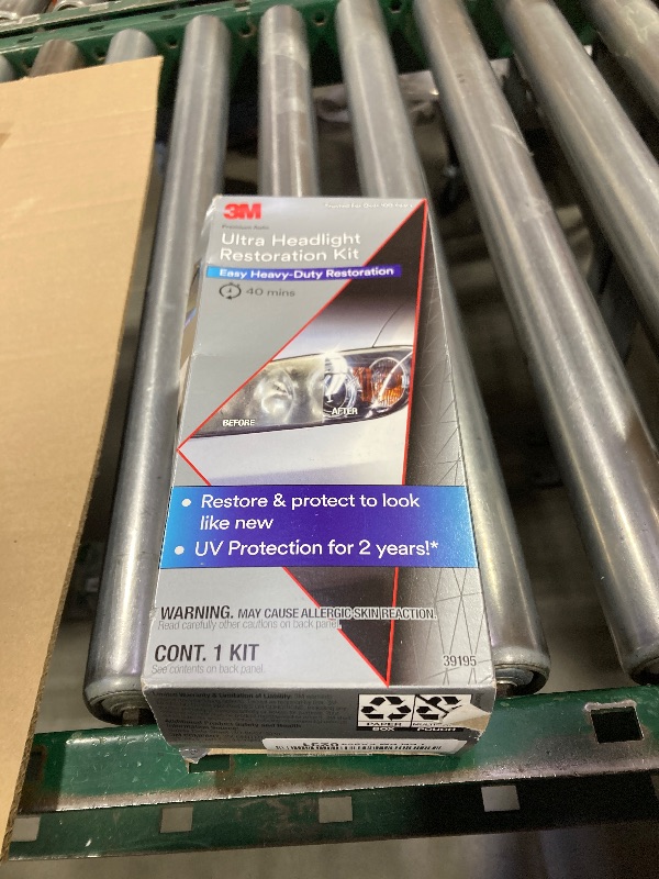 Photo 1 of 3M Ultra Headlight Restoration Kit, Contains Masking Tape, Light Sanding Discs, Wax Protectant and More, Use on Plastic Lenses Headlights, Taillights and More, Easy Heavy-Duty Restoration (39195)
