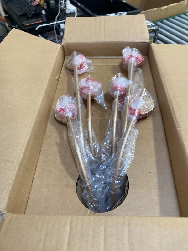 Photo 1 of 36" Oil-Rubbed Dining Room Light Fixture, No Assembly Required 6-Lights Kitchen Chandelier for Dining Room with White Fabric Shade, Chandelier Ceiling Light Fixture for Kitchen Bulb Not Included