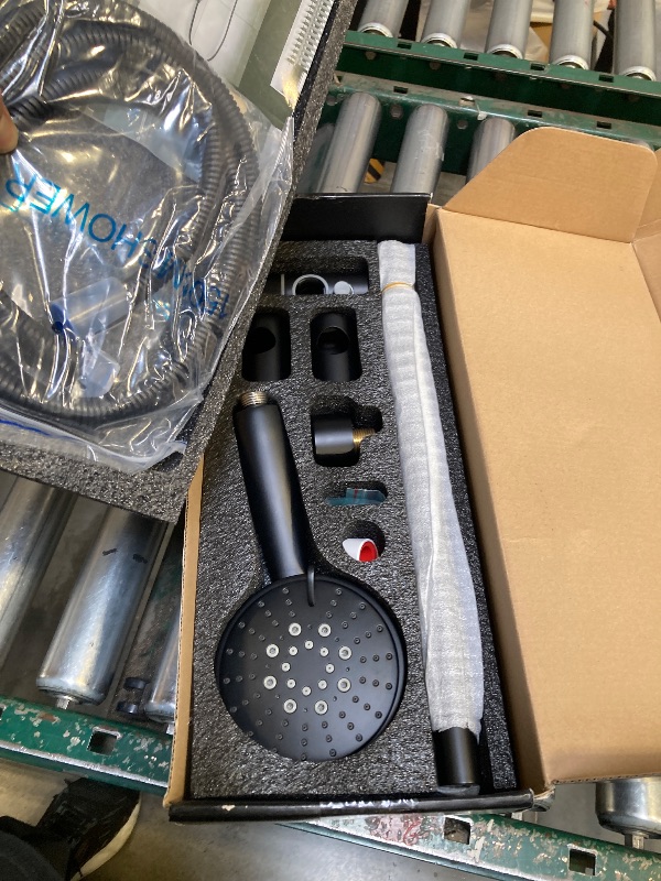 Photo 2 of All Metal Handheld Shower Head with Adjustable 30-Inch Shower Slide Bar and 59-Inch Hose, 5-Function 3.2GPM High Pressure Handheld Shower Head with Drop Ell and Holder, Matte Black