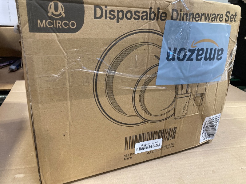 Photo 1 of 350 Piece Gold Dinnerware Set,-Pre Rolled Napkins with Plastic Silverware, Disposable Gold Dinnerware Set 