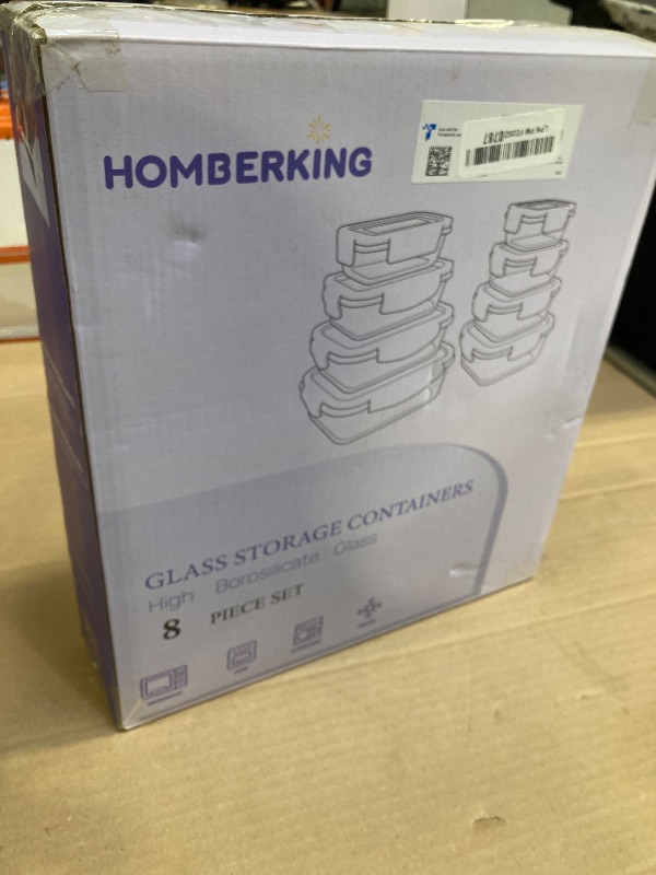 Photo 1 of 8 Pack Borosilicate Glass Food Storage Containers with Lids, Glass Meal Prep Containers, Airtight Bento Lunch Boxes with Leak Proof Locking, Oven, Freezer and Dishwasher Safe, BPA Free, 5-35oz