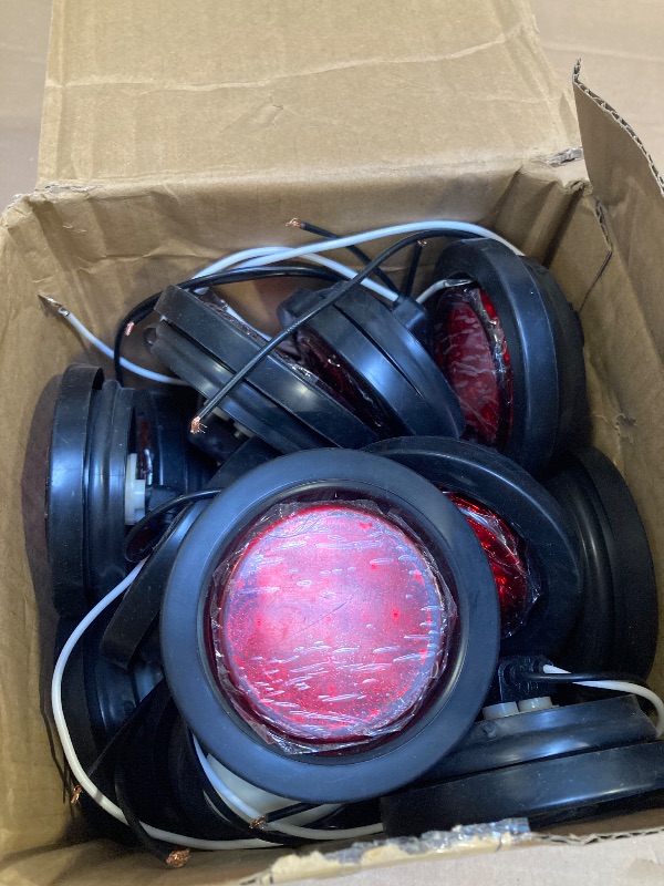 Photo 1 of 2.5" Round LED Marker Lights 13 LEDs w/Reflectors, 10 Amber + 10 Red 2 1/2" Round LED Trailer Marker Lights Truck RV Side Clearance Marker Lights Sealed Flush Grommets Mount w/2 Prong Wire Pigtails