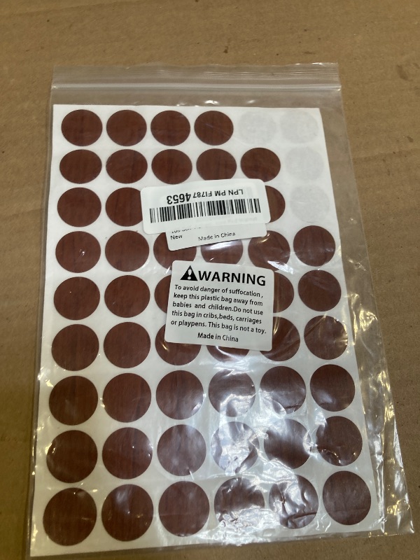 Photo 1 of 108 Self-Adhesive Screw Hole Stickers PVC Covers Caps Plastic Screw Free Sticker Waterproof Dustproof Wood Textured Cover 21mm/0.82" Dia for Wooden Furniture Red Walnut