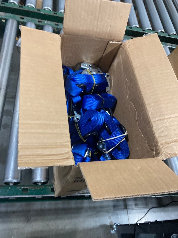 Photo 1 of 16 Pcs Cambuckle Tie Down Straps 1763lbs Break Strength Securing Straps 1'' x 15 ft Cambuckle Tie Downs with S Hook for Motorcycle, Kayak, Car, Truck, Boat Moving, Securing Cargo(Blue)