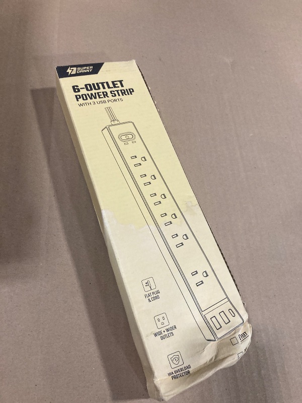 Photo 1 of 10Ft Extension Cord with Multiple Outlets, SUPERDANNY Flat Plug Surge Protector Power Strip 10 Ft Long Cord, 6 Outlets & 3 USB Ports, Charging Station for Home Office, College Dorm Room Essentials