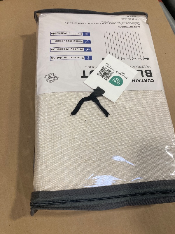 Photo 1 of 100% Blackout Shield Linen Blackout Curtains for Bedroom 84 Inches Long, Back Tab/Rod Pocket Living Room Drapes, Thermal Insulated Blackout Curtains 2 Panels Set, 50" W x 84" L, Cream