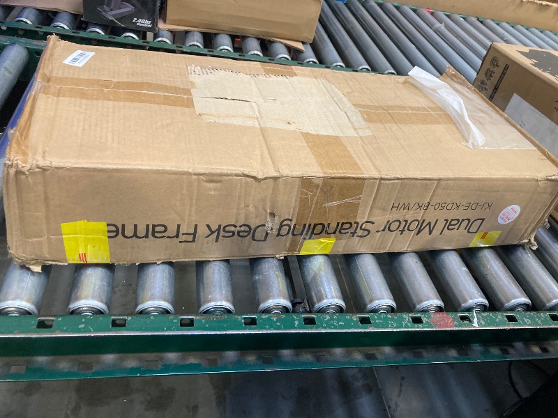 Photo 1 of major damage --------------missing pieces----------------------Dual Motor Standing Desk Frame, Electric Adjustable Legs, Workstation Desk Base, Sit stand desk frame, 3 Memory Height Settings, with Cable Management Tray, Headphone Hook