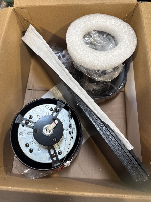 Photo 2 of JSAITEE Ceiling Fans with Lights, 52 Inch Low Profile Ceiling Fan with Light and Remote Control, Flush Mount, DC Reversible Motor, Noiseless, Brown 6 Speeds Ceiling Fan for Bedroom