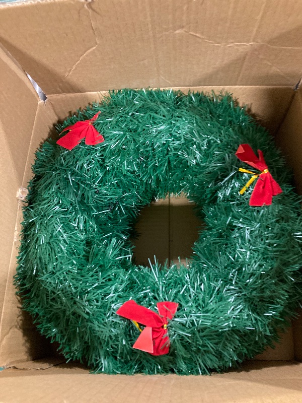 Photo 1 of 6 Pack Mini Christmas Wreaths for Windows Kitchen Cabinets, 12 Inch Small Christmas Wreath with Red Bows Artificial Christmas Tinsel Wreaths Mini Wreath Xmas Decorations for Home Door Wall Chair Stair