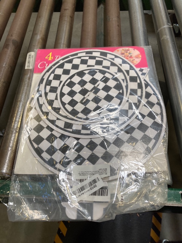 Photo 1 of AMZWKT 4-Tier Extra Large Race Car Cupcake Stand - Reusable Cardboard Dessert Tower for Racing Theme Cupcake Tower for Cars Birthday Decorations Race Car Party Supplies