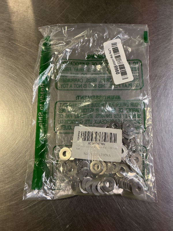 Photo 1 of 1/4" Stainless Flat Washer, 5/8" Outside Diameter, Stainless Steel Washers Flat (100 Pack)