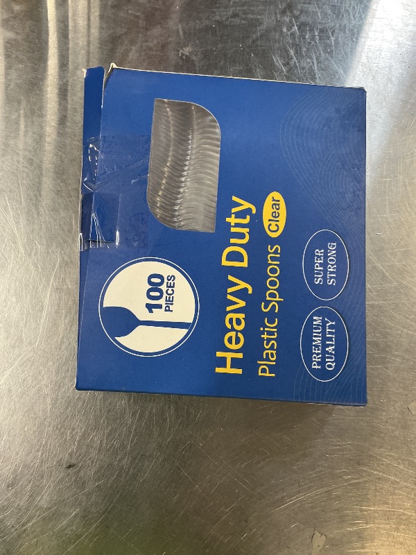 Photo 1 of [100 Count] Clear Plastic Spoons Heavy Duty, Premium Disposable Spoons, Durable Plastic Cutlery for for Parties, Picnics, Big Event, Daily Use - Heat Resistant & BPA Free - Clear