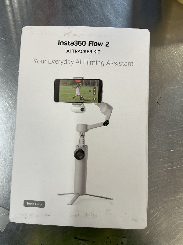 Photo 3 of Insta360 Flow 2 Plus AI Tracker Bundle Grey - Foldable Phone Gimbal, AI Tracking with Any App, Multi-Person Tracking, Built-in Tripod, Remote Control, iPhone/Android Stabilizer, Travel & Vlog