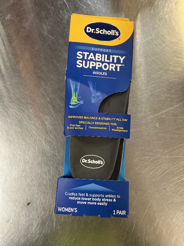 Photo 1 of ?Dr. Scholl's Stability Support Insoles, Flat Feet & Overpronation Low Arch Support, Improves Balance & Stability, Motion Control, Trim Inserts to Fit Shoes, Women's Size 6-10