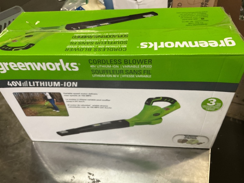 Photo 1 of Greenworks 40V (150 MPH / 130 CFM / 75+ Compatible Tools) Cordless Leaf Blower, Tool Only