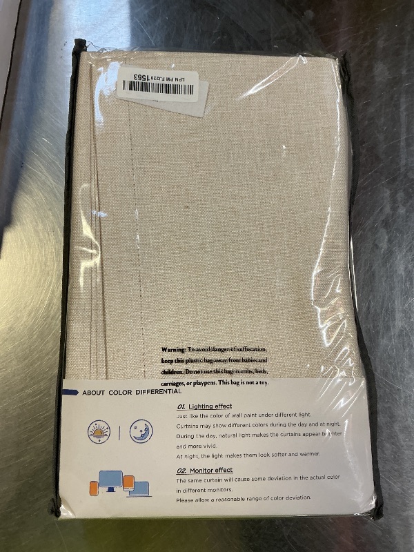 Photo 1 of 100% Blackout Shield Linen Blackout Curtains for Bedroom 84 Inches Long, Back Tab/Rod Pocket Living Room Drapes, Thermal Insulated Blackout Curtains 2 Panels Set, 50" W x 84" L, Cream