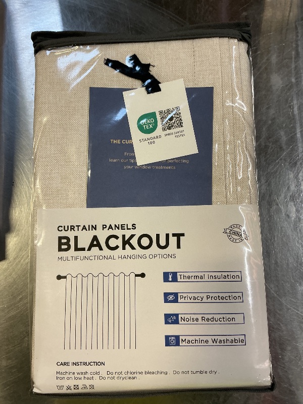 Photo 1 of 100% Blackout Shield Linen Blackout Curtains for Bedroom 84 Inches Long, Back Tab/Rod Pocket Living Room Drapes, Thermal Insulated Blackout Curtains 2 Panels Set, 50" W x 84" L, Cream