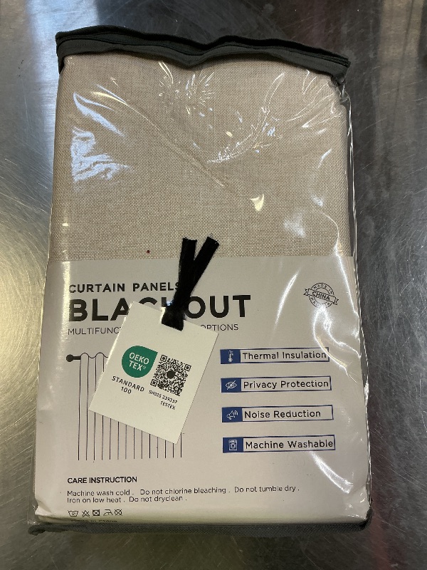 Photo 1 of 100% Blackout Shield Linen Blackout Curtains for Bedroom 84 Inches Long, Back Tab/Rod Pocket Living Room Drapes, Thermal Insulated Blackout Curtains 2 Panels Set, 50" W x 84" L, Cream