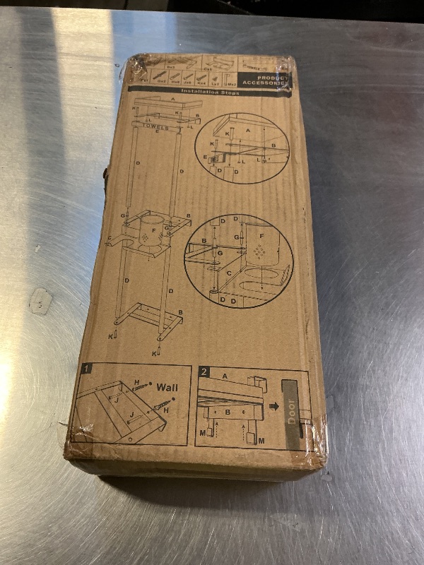 Photo 1 of **INCOMPLETE** Over The Door/Wall Mounted Towel Rack - Modern Door & Wall Towel Holder for Rolled Towels with Hair Slot Dryer & Multipurpose Cup Holder - Hanging Towel Rack for Bathroom Holds 6 Large Towels - Black