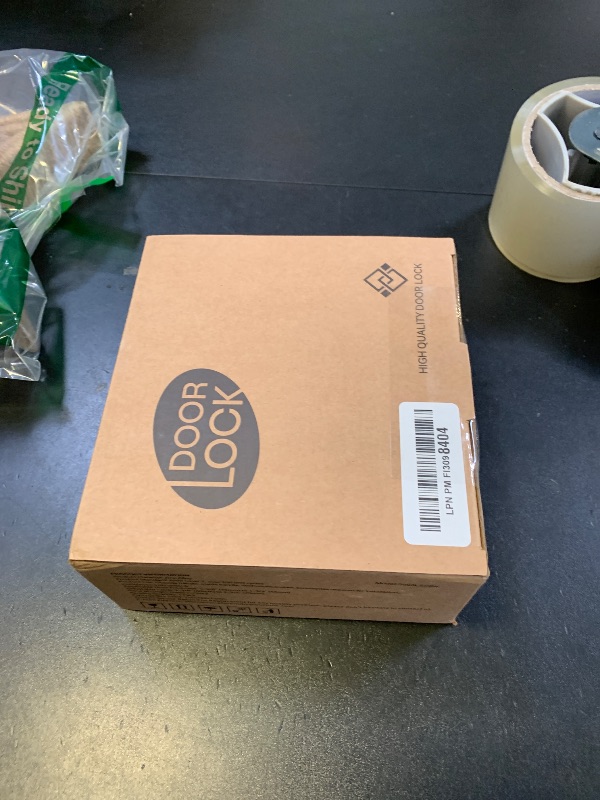 Photo 1 of 1 Set Entry Door Handle and Single Cylinder Deadbolt Lock and Key, Brass Front Door Lock - Heavy Duty Square Locking Lever Set - Exterior Door Handle in Satin Brass Finish