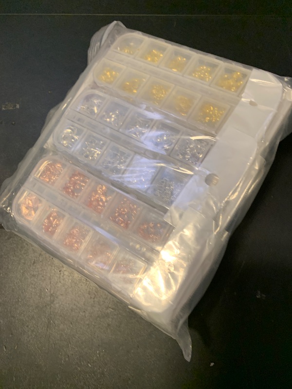 Photo 1 of 10 Boxes Nail Art Kit, Colorful Glass Nail Rhinestones, 2-6mm White Flatback Pearls, 3D Gold Studs Holographic Foil Flakes and Iridescent Glitter Sequins with Tweezers Brush