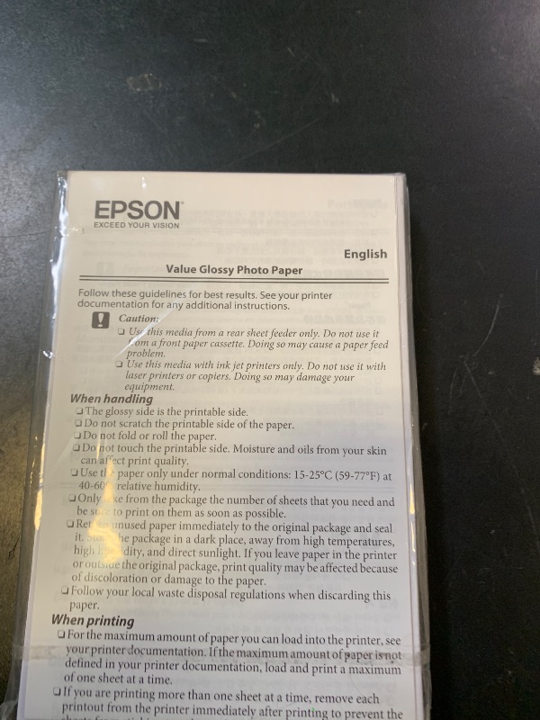 Photo 1 of  Espon Value Photo Paper Glossy, 4"x6", 100 Sheets (S400034)
