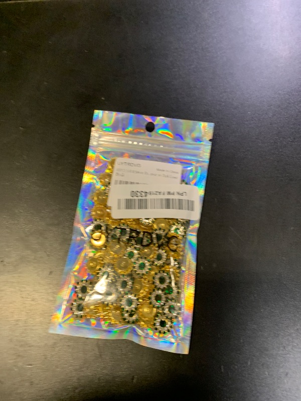 Photo 1 of 100PCS 14MM Sew on Rhinestones Gems, Flower Gold Claw Rhinestones Glass Crystals Jewelry for Crafting Sewing Clothes Dresses Shoes Belt Decoration Accessories (Dark Green)