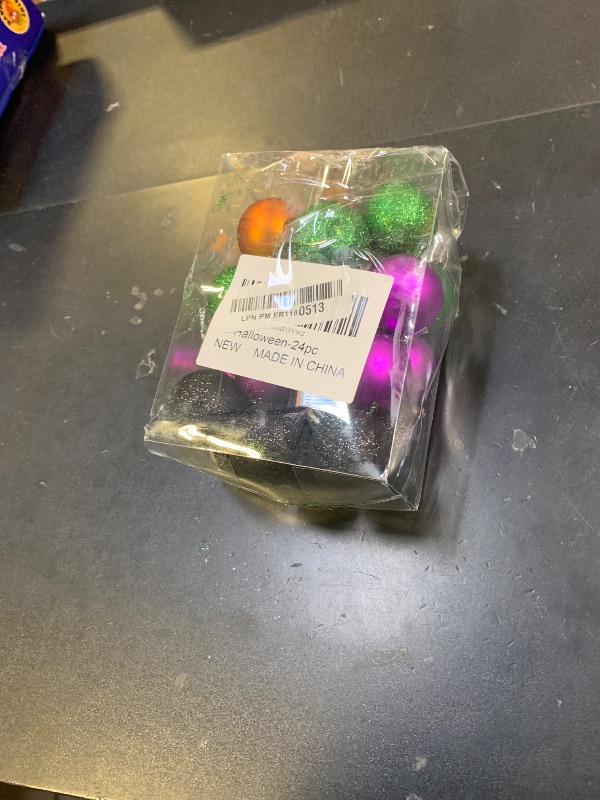 Photo 1 of 24 PCS 1.5 Inch Halloween Glitter Hanging Balls Colored Shatterproof Ornaments Shiny Tree Decorations for Halloween & Christmas Parties