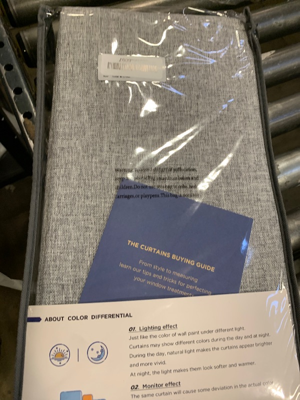 Photo 1 of 100% Blackout Shield Linen Blackout Curtains for Bedroom 108 Inches Long, Back Tab/Rod Pocket Living Room Drapes, Thermal Insulated Blackout Curtains 2 Panels Set, 50" W x 108" L, Grey