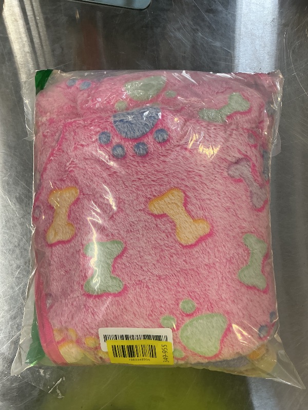 Photo 1 of 1 Pack 3 Blankets Super Soft Fluffy Cute Bone Pattern Pet Blanket Flannel Throw for Dog Puppy Cat Pink/Brown/Purple Large