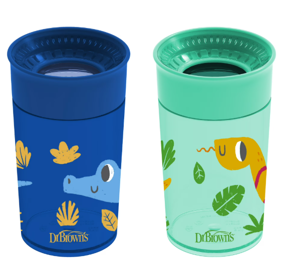 Photo 1 of Dr. Brown's Milestones Cheers 360 Cup Spoutless Transition, Travel Friendly & Leak-Free, Green / Blue, 10 oz/300 ml, 2 Pack