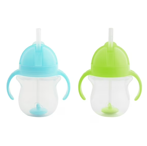 Photo 1 of Munchkin® Any Angle™ Weighted Straw Trainer Cup with Click Lock™ Lid, 7 oz, Blue/Green, Unisex, 2 Pack