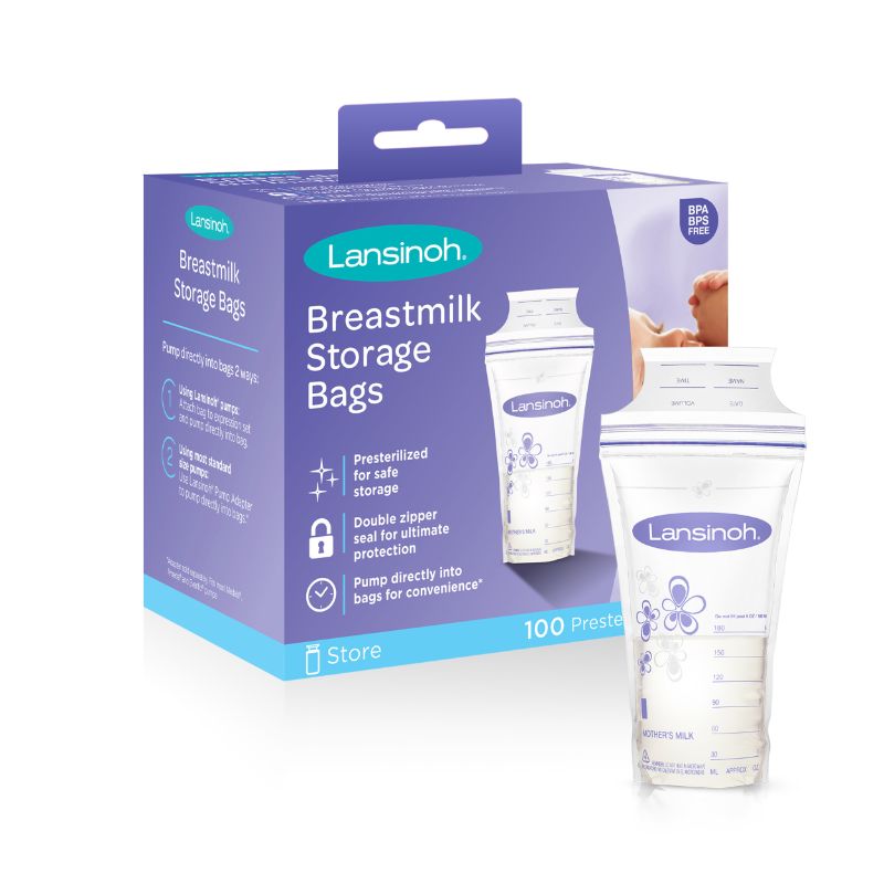 Photo 1 of Lansinoh Breast Milk Storage Bags, Fast Freeze & Thaw Breast Milk Bags for Baby Bottle Feeding - 100ct/6oz