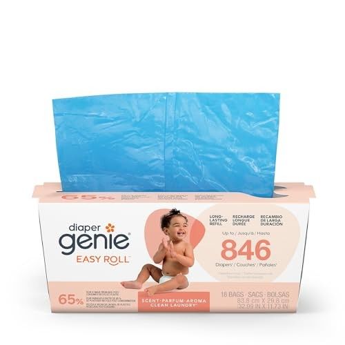Photo 1 of Diaper Genie Easy Roll Refill | 18 Clean Laundry Scent Bags | 65% PCR Film | Fits Platinum, Signature & Deluxe