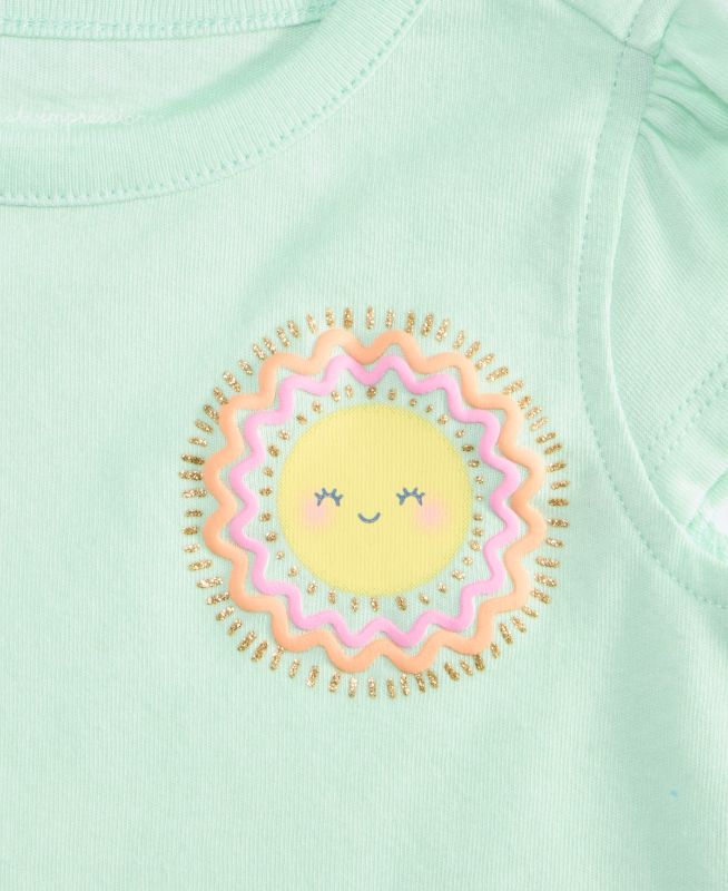 View 2 of First Impressions Baby Girls Sun Smile Graphic T-Shirt - Mint Zing - Size 24 Months